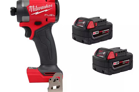 M18 FUEL 18-Volt Lithium Ion Brushless Cordless 1/4 In. Hex Impact Driver with (2) M18 5.0Ah Batteries