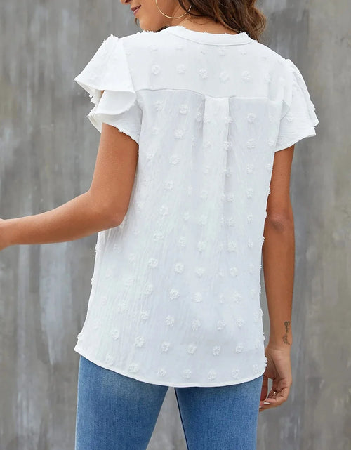 Load image into Gallery viewer, Blouses for Women Dressy V Neck Ruffle Sleeve Summer Tops Casual Flowy Shirts
