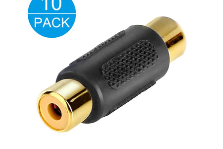 [10 Pack] RCA Female to Female Coupler Audio Video Gold Adapter, for Phono,Speaker,Rca Cable,Amplifier
