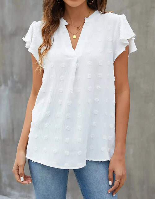 Load image into Gallery viewer, Blouses for Women Dressy V Neck Ruffle Sleeve Summer Tops Casual Flowy Shirts
