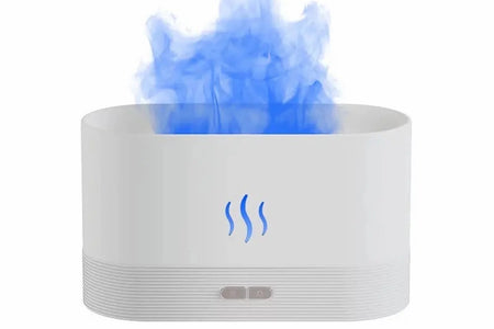 Humidifier,Ultrasonic Cool Mist Humidifier with 7 Colors Flame Lights,Essential Oil Diffuser,For Room,White