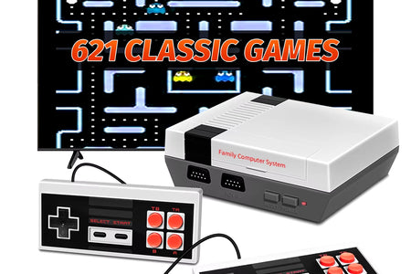 Retro Family HD Video Classic Game Console Built-In 621 Games HD Output with Two Wired Controller TF Card Loading Games