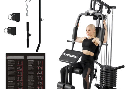 Multifunctional Home Gym System, Home Gym Station with 105LBS Weight Stack, All in One Workout Machine for Full Body Strength Training
