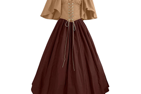 UPPADA Womens Renaissance Faire Dresses Medieval Irish Traditional plus Size Dresses Ruffle over Dress Corset Retro Cosplay Gown