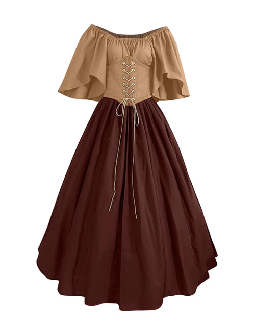 Load image into Gallery viewer, UPPADA Womens Renaissance Faire Dresses Medieval Irish Traditional plus Size Dresses Ruffle over Dress Corset Retro Cosplay Gown
