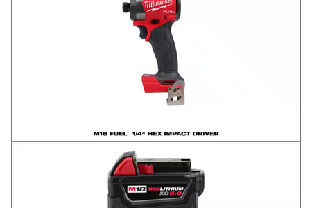 M18 FUEL 18-Volt Lithium Ion Brushless Cordless 1/4 In. Hex Impact Driver with (2) M18 5.0Ah Batteries