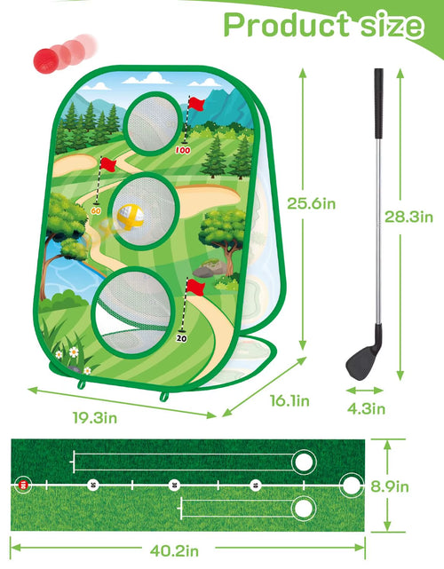 Load image into Gallery viewer, 4 in 1 Kids Golf Games Set Golf Putting Practice Mat 3-Sided Golf Chipping Net with Club Kid Adults Multiple Modes Golf Practice
