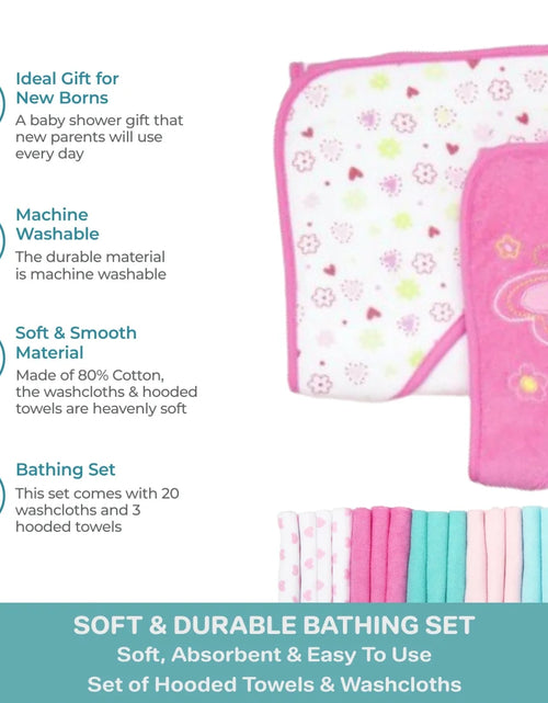 Load image into Gallery viewer, Juego De Toallas Con Capucha Para Baño Y Paños Para Bebés, Juego De Regalo De 23 Piezas, Butterfly Rosa
