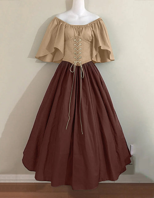 Load image into Gallery viewer, UPPADA Womens Renaissance Faire Dresses Medieval Irish Traditional plus Size Dresses Ruffle over Dress Corset Retro Cosplay Gown
