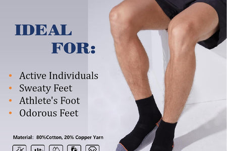 Copper Infused Athletic Ankle Quarter Socks for Mens and Womens 4/5 Pairs