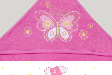 Juego De Toallas Con Capucha Para Baño Y Paños Para Bebés, Juego De Regalo De 23 Piezas, Butterfly Rosa