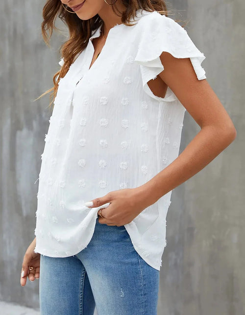 Load image into Gallery viewer, Blouses for Women Dressy V Neck Ruffle Sleeve Summer Tops Casual Flowy Shirts
