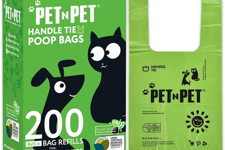Poop Bags Unscented | Dog Poop Bags with Tie Handles | USDA Certified 38% Biobased Dog Waste Bags | Cat Poop Bags | Durable Dog Bags for Poop | Easy Dispensing 200 Counts Poop Bags for Dogs