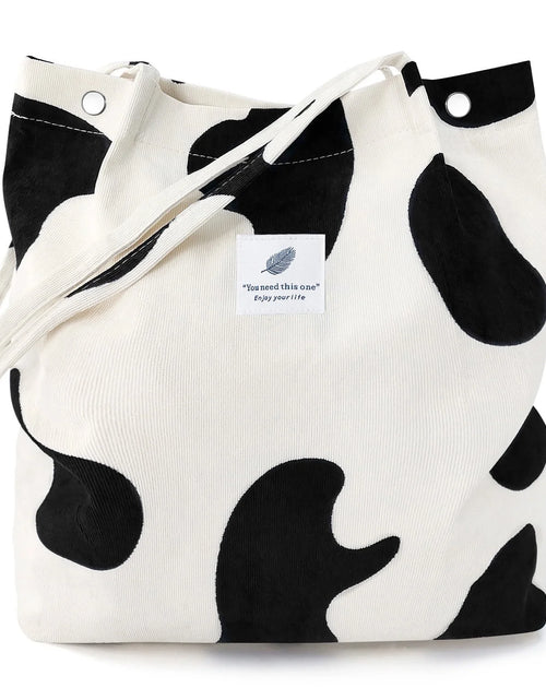 Load image into Gallery viewer, Women’S Corduroy Canvas Cow Tote Shoulder Purse
