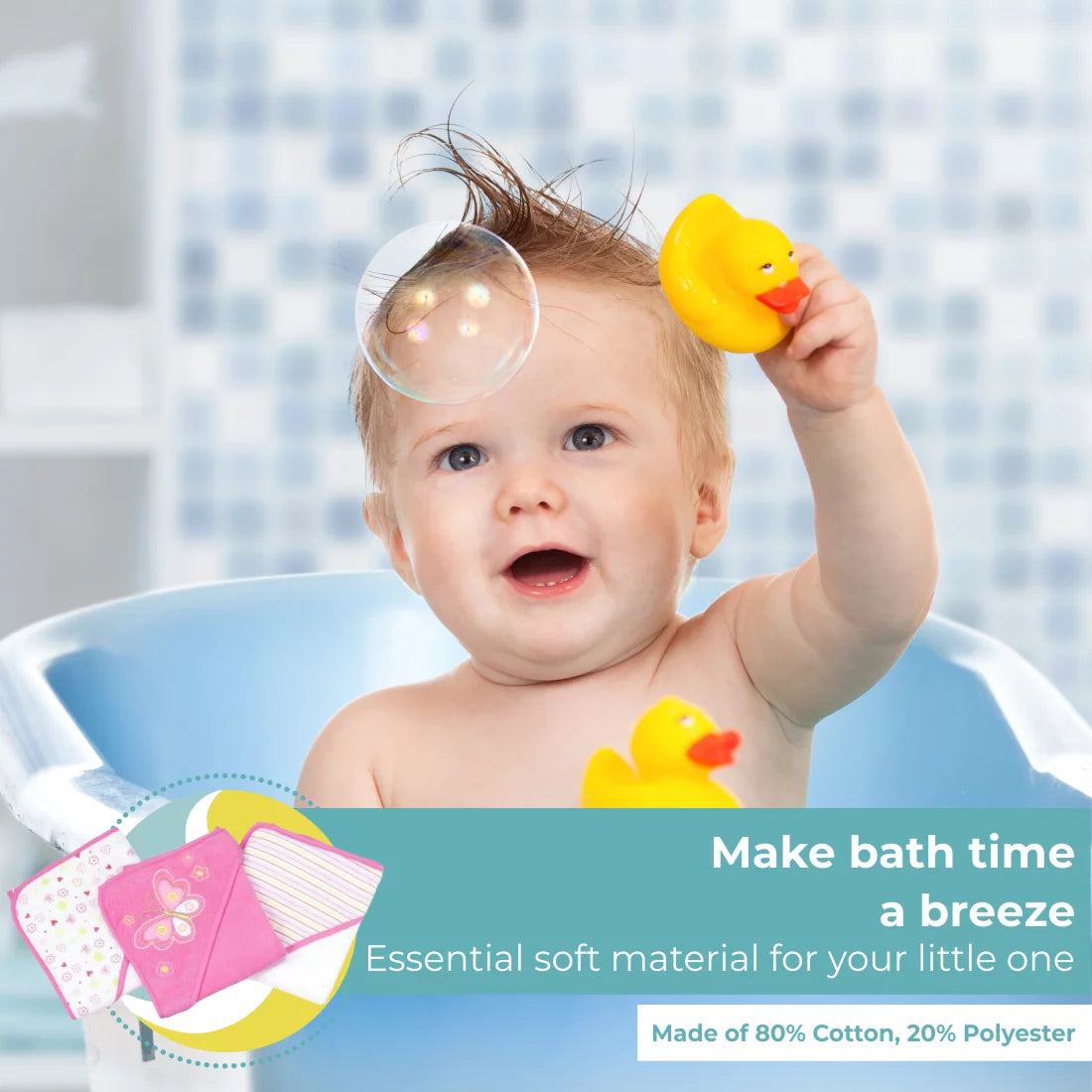Juego De Toallas Con Capucha Para Baño Y Paños Para Bebés, Juego De Regalo De 23 Piezas, Butterfly Rosa