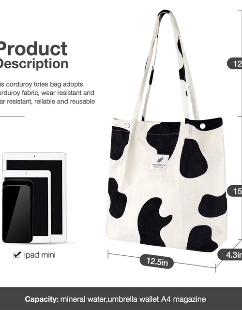 Load image into Gallery viewer, Women’S Corduroy Canvas Cow Tote Shoulder Purse

