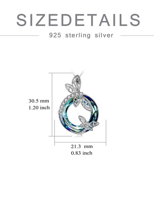 Load image into Gallery viewer, Sterling Silver Dragonfly Necklace Blue Crystal Birthday Anniversary Mothers Valentines Day Gifts for Women
