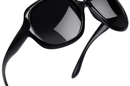 Polarized Sunglasses Womens Trendy Oversized Large Driving Sun Glasses Ladies UV Protective Big Sunnies Shades (Black)