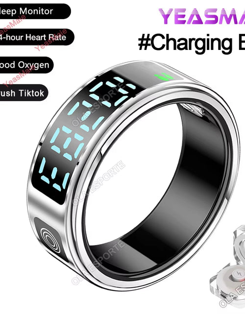 Load image into Gallery viewer, 2025 Smart Ring LED Touch Display Screen Gesture Swipe Video Heart Rate Health Monitoring 5ATM Waterproof Smart Rings Men Women
