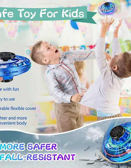 Load image into Gallery viewer, Flying Spinner Toy, Mini Flying Ball Toys,With 360 Fly Rotating UFO Fun Toy LED Light Flying Fidget Spinner Orb for Girls Boys Adult Indoor Outdoor,Blue
