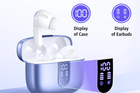 VEATOOL Bluetooth Headphones True Wireless Earbuds 65H Playback Power Display Earphones with Wireless Charging Case IPX7 Waterproof In-Ear Earbuds with Mic for TV Smart Phone Computer Laptop