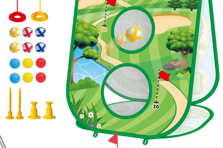 4 in 1 Kids Golf Games Set Golf Putting Practice Mat 3-Sided Golf Chipping Net with Club Kid Adults Multiple Modes Golf Practice