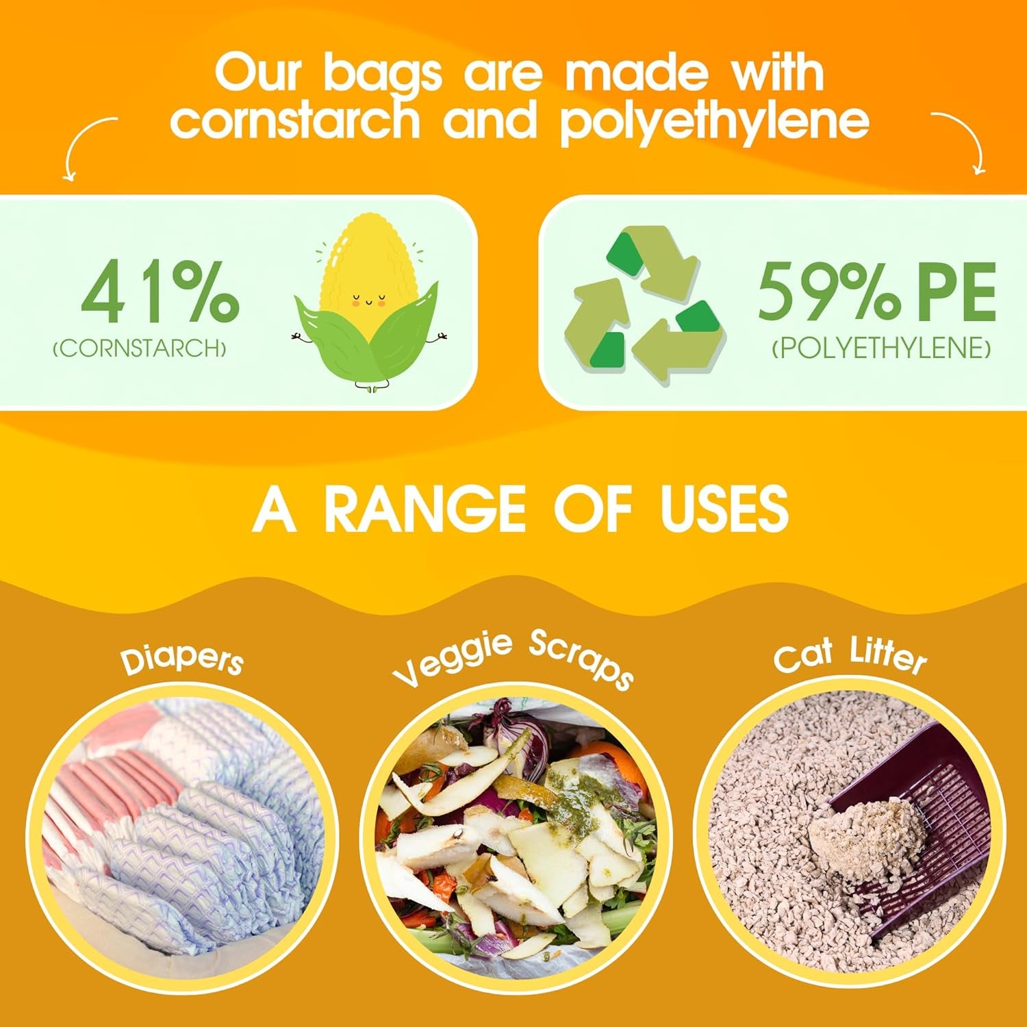 Poop Bags Unscented | Dog Poop Bags with Tie Handles | USDA Certified 38% Biobased Dog Waste Bags | Cat Poop Bags | Durable Dog Bags for Poop | Easy Dispensing 200 Counts Poop Bags for Dogs
