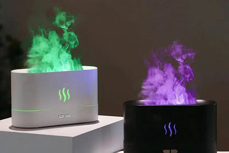 Humidifier,Ultrasonic Cool Mist Humidifier with 7 Colors Flame Lights,Essential Oil Diffuser,For Room,White