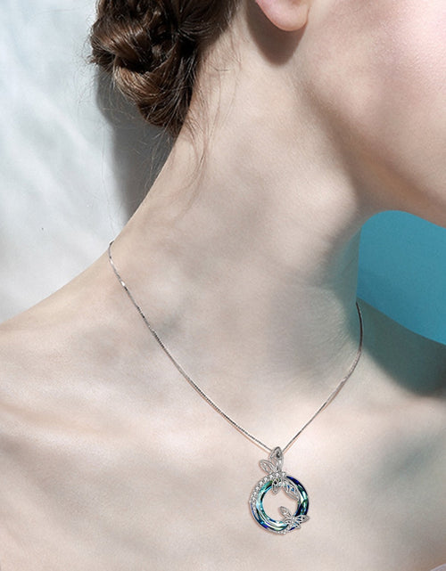 Load image into Gallery viewer, Sterling Silver Dragonfly Necklace Blue Crystal Birthday Anniversary Mothers Valentines Day Gifts for Women
