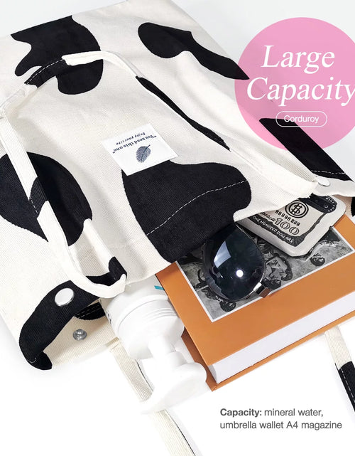 Load image into Gallery viewer, Women’S Corduroy Canvas Cow Tote Shoulder Purse
