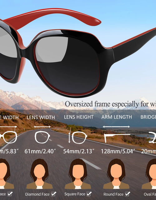 Load image into Gallery viewer, Polarized Sunglasses for Women, Ladies Oversized Sun Glasses UV Protection (Black Red)
