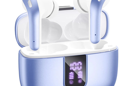 VEATOOL Bluetooth Headphones True Wireless Earbuds 65H Playback Power Display Earphones with Wireless Charging Case IPX7 Waterproof In-Ear Earbuds with Mic for TV Smart Phone Computer Laptop