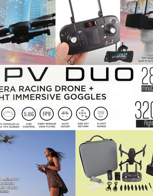 Load image into Gallery viewer, FPV Duo Racing Drone with Goggles and GPS, Black
