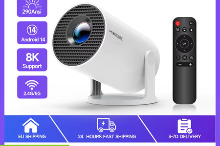 Android 14 Wifi6 260ANSI Projector Allwinnerh726 1280*720P 8K180° Flexible BT5.4 Home Cinema Outdoor Portable Projetor