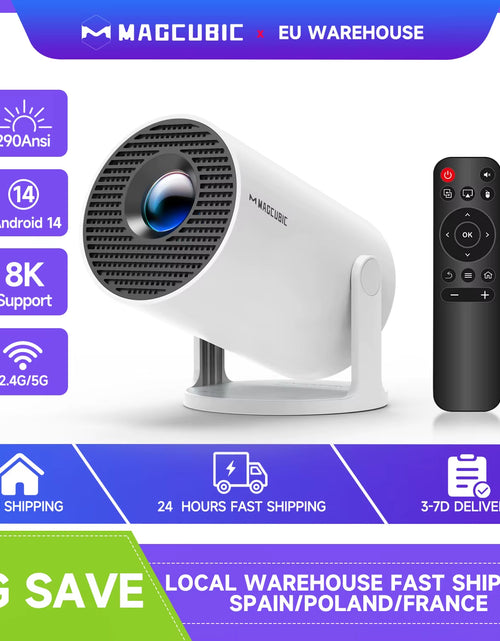 Load image into Gallery viewer, Android 14 Wifi6 260ANSI Projector Allwinnerh726 1280*720P 8K180° Flexible BT5.4 Home Cinema Outdoor Portable Projetor
