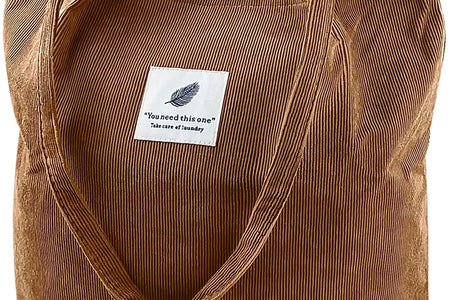 Corduroy Tote Bag Large for Women Girl Lady Canvas Shoulder Cord Purse with Inner Pocket (Brown)
